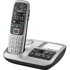 Gigaset E560A Cordless DECT telephone (with answering machine, a universal handset with color display, extra large buttons and 4 SOS buttons) platinum