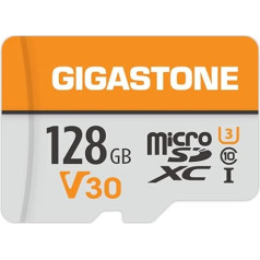 Gigastone 128GB MicroSDXC atmiņas karte + SD adapteris darbības kamerai, GoPro, dronam un planšetdatoram, lasīšanas ātrums līdz 95 MB/s, 4K UHD video ierakstīšana, Micro SD karte UHS-I A1 Class 10 U3