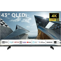 Toshiba 43QL5D63DAY 43 collu QLED televizors/viedtelevizors (4K Ultra HD, HDR Dolby Vision, trīskāršs uztvērējs, Bluetooth, Onkyo skaņa) — iekļauts 6 mēnešu HD+, melns