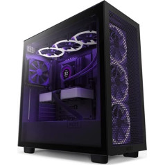 NZXT H7 Flow - CM-H71FB-01 - ATX Mid-Tower Gaming PC Case - Front USB-C Port - Mesh Front & Tempered Glass Side Panel - For Water Cooling Ready - Black