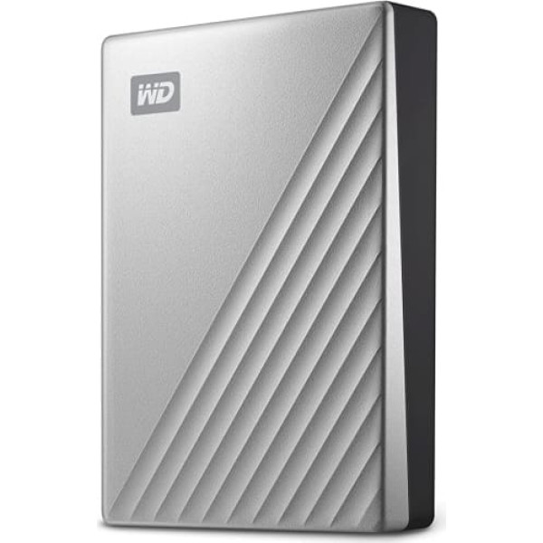 Western Digital WD My Passport Ultra ārējais cietais disks 2 TB (mobilā krātuve, metāla korpuss, WD Discovery, automātiskās dublējumkopijas, paroles aizsardzība) sudraba krāsa - saderīgs arī ar datoru, Xbox un PS4