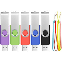 FEBNISCTE 32 GB USB 2.0 zibatmiņas zibatmiņas zibatmiņas 5 dab. USB zibatmiņas disks — Memory Stick 32 GB 5 iepakojumā, krāsains, salokāms ar grozāmu zibatmiņas disku — pagrieziet metāla daudzkrāsainas ātrdarbīgas atmiņas kartes