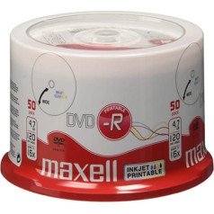 maxell DVD-R 120 minūtes 4,7 GB 16 x drukājams iepakojums ar 50