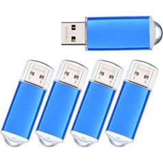 32 GB USB zibatmiņas disks, kas sastāv no 5 USB atmiņas zibatmiņām — pārnēsājama atmiņas karte 32 GB metāla datu glabāšanas zibatmiņas disks — Datarm zils, mazs USB 2.0 Memory Stick, 5 daļiņas zibatmiņas diski