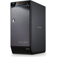 FANTEC Qb-X8US3R ārējais 8 reizes RAID cietā diska korpuss (8x 8, 89 cm (3,5 collu) SATA cietajiem diskiem, USB 3.0 SuperSpeed un eSATA savienojums, RAID funkcija (0/5/10/50 / Big), 2x 80 mm Ventilators) melns