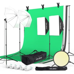 RALENO fotostudijas komplekts, 2,6 mx 3 m fona atbalsta sistēma Greensreen komplekts, Softbox studijas apgaismojuma komplekts ar 5 x 85 W CFL 5500 K spuldzi, fotolampas produkta portreta video fotografēšanai