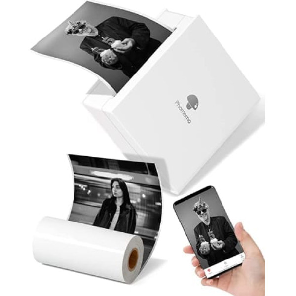 Phomemo M02 Bluetooth printera termiskā maisa printera tūlītējais fotoattēlu printeris pārnēsājams uztvērējs printeris, kas ir savietojams ar Android iPhone iPad žurnālam, ceļojumam, bērnu DIY, balts