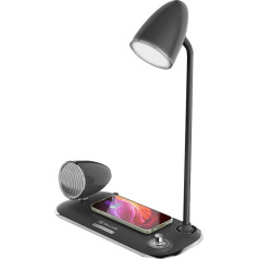 Tellur Nostalgia Wireless Desk Charger, Bluetooth Speaker, Desk Lamp black