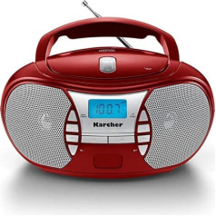 Karcher RR 5025-R portatīvais CD radio (CD atskaņotājs, FM radio, akumulators / maiņstrāva, AUX-in) sarkans