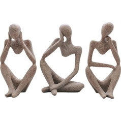 Denker Sculpture Modern Thinker Resin Abstract statuja dzīvojamās istabas guļamistabas biroja darbvirsmas dekorēšanai 24 cm / 9,4 collas, 3 gabali