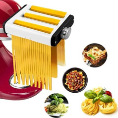 Assiduous 3 in 1 Leaves and Spaghetti Noodle Attachment Set for KitchenAid Stainless Steel Including Pasta Roller, Spaghetti Cutter, Fettuccine Cutter