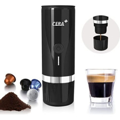 CERA+ pārnēsājams espresso automāts, kompakts elektrisks kafijas automāts, saderīgas maltas kafijas NS kapsulas, uzlādējams USB-C espresso automāts birojam, mājām, ceļojumiem, kempingiem