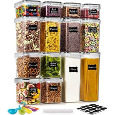 DIDUDE Storage Jars Set, Storage Box, Cake Organiser, Set of 14 (0.8L, 1.4L, 2.0L, 2.8L), Kitchen Storage Box, Airtight Storage Container with Lid, for Cereals, Flour, Sugar, Cereal in the Kitchen, BPA-Free