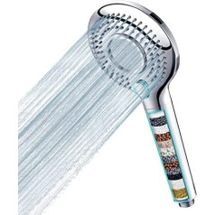 MEKO Shower Head with Filter High Pressure Hand Shower with Filtration in 15 Layers 1.5 m Hose 3 Jet Types Economy Shower Head for Removing Hard Water, Residual Chlorine, Bacteria and Heavy Metal