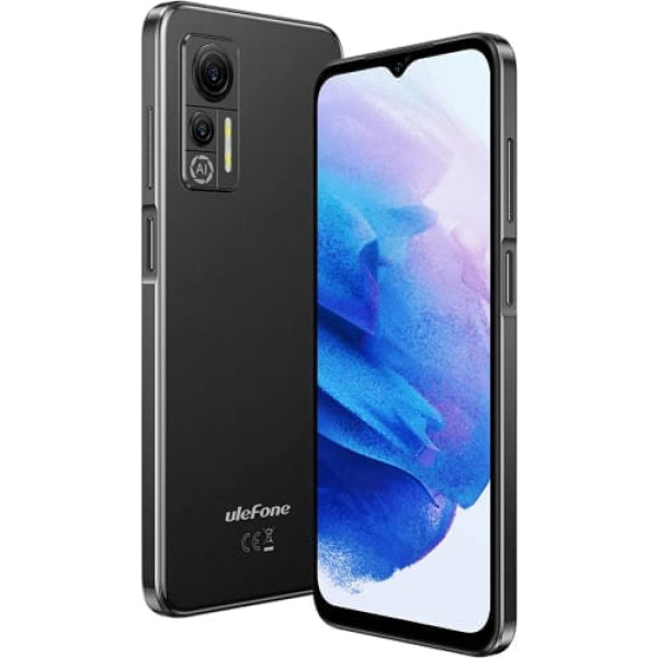 Ulefone Note 14 Pro viedtālrunis bez līguma, Android 12 mobilais tālrunis 4GB/64GB+128GB(SD) 4500mAh ar 13MP+5MP kameru 6,52 collu HD+ 5Ghz WiFi 3 sloti/Face ID/GPS/FM/liels fonts S. 4 G Melns.