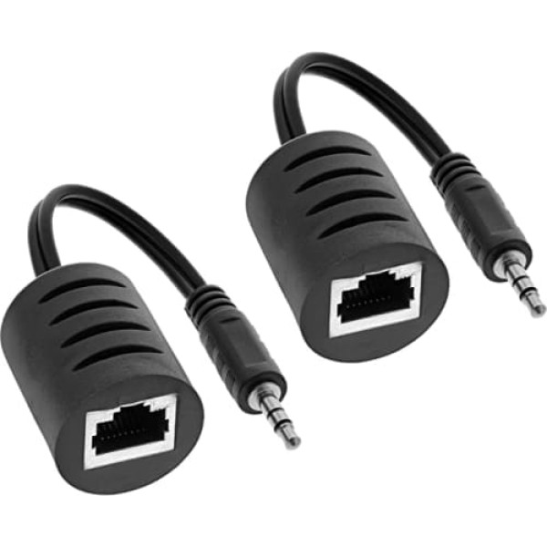 InLine 89002 Audio, izmantojot RJ45 pasīvo ligzdu 3,5 mm vīrietis / RJ45 sieviete Maks. 50 m Iepakojumā pa 2