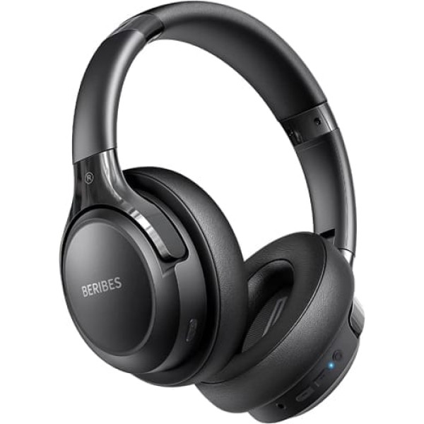 BERIBES Bluetooth Over Ear austiņas, 65 stundu austiņas, bezvadu Bluetooth ar 3 EQ režīmiem, HiFi stereo, iebūvēts mikrofons, salokāmas bezvadu austiņas mobilajiem tālruņiem/iPad/klēpjdatoriem/datoriem, melns