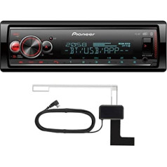 Pioneer MVH-S520DABAN, ieskaitot DAB antenu, 1DIN automašīnas radio ar DAB+, sarkanu, vācu izvēlnes ceļvedi, Bluetooth, USB, AUX ieeju, iPod/iPhone tiešo vadību, brīvroku komplektu, viedo sinhronizāciju