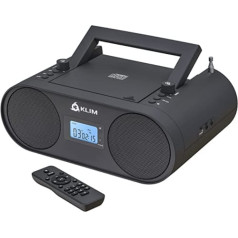 KLIM Boombox B4 radio ar CD atskaņotāju + 2023. gada izlaidumu + AM/FM radio, MP3, Bluetooth, AUX, USB, CD + CD atskaņotājs, pārnēsājams ar bezvadu režīmu un uzlādējamu akumulatoru + ar tālvadības pulti, automātisko miega režīmu, digitāl