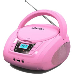 Portable CD Player for Children - Radio CD Boombox with Bluetooth, FM Radio, USB Input & AUX Port & Headphone Jack (Pink)