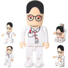 64 GB USB zibatmiņas disks Cartoon Doctor modeļa USB 2.0 atmiņas karte ārējai datu glabāšanai — balts