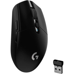 Logitech G305 LIGHT SPEED bezvadu spēļu pele, HERO 12000 DPI sensors, 6 programmējami taustiņi 250 stundu akumulatora darbības laiks, pielāgojami spēļu profili, viegls, PC/Mac, melns - vācu iepakojums