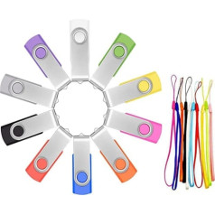 FEBNISCTE 10pcs Swivel Color Assorted 4GB USB Thumb Stick Pen Drive