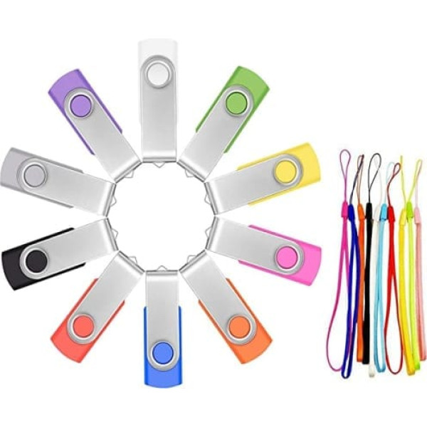 FEBNISCTE 10pcs Swivel Color Assorted 4GB USB Thumb Stick Pen Drive