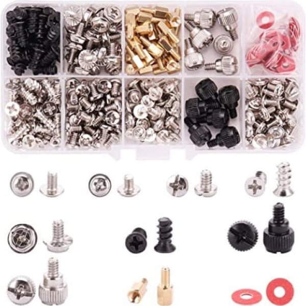 Rantecks 300 Pieces Personal Computer Screw Computer Screws Assortment Kit PC Case Screws for Hard Drive PC Housing Motherboard Fan Power Graphics CD-ROM