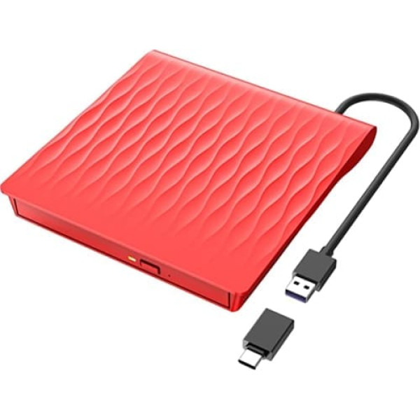 LPUNCD DVD CD diskdzinis ārējais, USB 3.0 un Type-C portatīvais DVD rakstītājs, CD DVD +/-RW ROM DVD diskdzinis klēpjdatoram, galddatoram, iMac, MacBook Air/Pro, savietojams ar Win11/10/8/7/XP/Linux /Vista/MacOS, sarkans