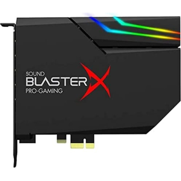 CREATIVE Sound BlasterX AE-5 Plus SABRE32 augstas izšķirtspējas PCI-e spēļu skaņas karte un DAC ar 32 bitu/384 kHz, Dolby Digital un DTS ar līdz pat 122 dB troksni, RGB Aurora apgaismojuma sistēma