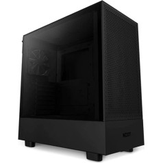 NZXT H5 plūsma - CC-H51FB-01 - Premium ATX Mid-Tower datora spēļu futrālis - Airflow sieta priekšpuse - Rūdīta stikla sānu panelis - Papildu GPU ventilators - Gatavs ūdens dzesēšanai - USB C - Melns