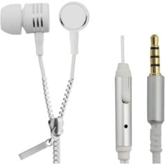 Esperanza White zipper earphones with microphone