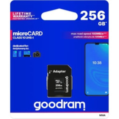 256 GB UHS-I Goodram microSD atmiņas karte ar adapteri