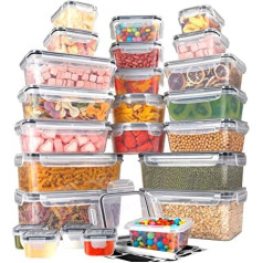 YOCOLE 48 gabalu pārtikas uzglabāšanas konteineri ar plastmasas vākiem (24 konteineri + 24 vāki), hermētiski uzglabāšanas konteineri, atkārtoti lietojami pārtikas konteineri, pārtikas konteineri virtuvei, mikroviļņu krāsns, saldētavas konteineri