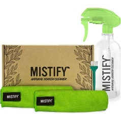 Mistify Natural Screen Cleaner 500 ml ekrāna tīrīšanas līdzeklis ar 2 mikrošķiedras lupatiņām un otu [klēpjdators, dators, monitors, skārienekrāns, planšetdators, viedtālrunis, televizors, TFT, LCD, LED, plazma]