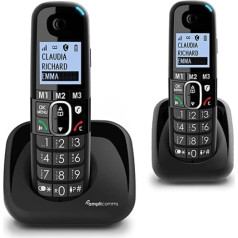 Amplicomms BigTel 1502 Duo Cordless DECT Large Buttons Phone, Two Handsets, Audio Boost, Extra Loud Ringtones, Hearing Aid Compatible, Call Protection