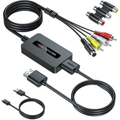 RCA Svideo uz HDMI pārveidotāja kabelis ar Svideo + RCA + HDMI kabeli, S-Video HDMI adapteris, RCA kompozītmateriāla CVBS AV uz HDMI pārveidotājs, S-Video uz HDMI pārveidotājs, RCA kompozīta AV uz HDMI adapteris