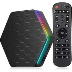 Android 12.0 TV Box, Android Box with 4GB RAM 32GB ROM Allwinner H618 Quad-Core 64-Bit ARM Corter A53 CPU 6K Resolution 2.4GHz / 5GHz WiFi6 10/100M LAN Enternet Bluetooth 5 .0