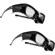 2 x Hi-Shock DLP Pro 7G Black Diamond DLP Link 3D Glasses for All DLP 3D Projectors Compatible with Optoma, Ace, Benq, Vivitec, Viewsonic, LG [Latest Gen. | Shutter Glasses | 96-144 Hz | 39 Hz Battery: