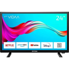 DYON Smart 24 VX 60 cm (24 collu) televizors (HD Smart TV, HD trīskāršais uztvērējs (DVB-C/-S2/-T2), App Store, Prime Video, Netflix, YouTube, DAZN, Disney+) [2022. gada modelis