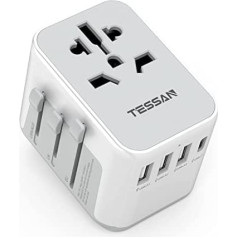 TESSAN ceļojumu adapteris visā pasaulē, universāls ceļojumu spraudnis ar 3USB, 1USB C un 1AC ligzdu, starptautiskais kontaktligzdas adapteris, universālais adapteris Vācijai, ASV, Anglijai, Taizemei, Itālijai, Austrālijai