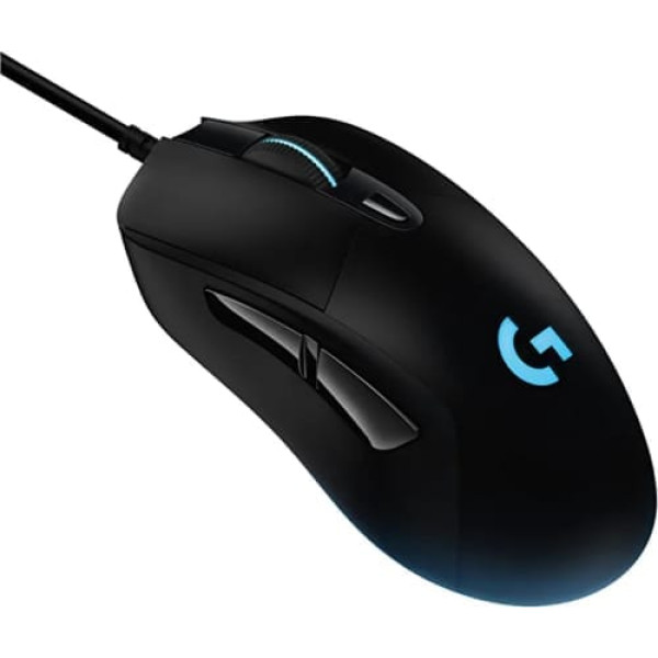 Spēļu pele Logitech G403, Hero 25K sensors, Lightsync RGB, viegls 87 g + 10 g pēc izvēles, 25 600 DPI, gumijas joslas rokturi, PC/Mac — melns