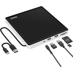 Ārējais CD DVD diskdzinis, USB 3.0 Type-C CD DVD rakstītājs ar SD TF USB slotu Plāns optiskais diskdzinis CD DVD diskdziņi klēpjdatoram Mac PC Windows 11/10 MacBook Pro Air Apple iMac