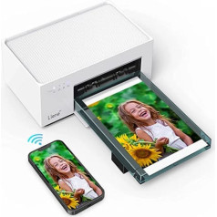 Lienes fotoprinteris viedtālrunis ar uzlādējamu akumulatoru, WiFi mobilā telefona fotoprinteris 10 x 15 cm, 20 fotopapīrs un 1 kasetne, 300 DPI krāsu sublimācijas momentattēlu printeris, mobilā tālruņa printeris ceļojumiem/mājās