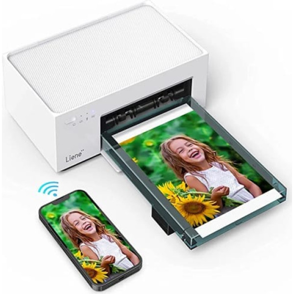 Lienes fotoprinteris viedtālrunis ar uzlādējamu akumulatoru, WiFi mobilā telefona fotoprinteris 10 x 15 cm, 20 fotopapīrs un 1 kasetne, 300 DPI krāsu sublimācijas momentattēlu printeris, mobilā tālruņa printeris ceļojumiem/mājās