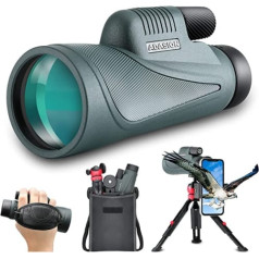 Adasion Monocular Telescope 12 x 56 HD Monocular Telescope Adult with Smartphone Holder and Upgrade Tripod, BAK4 Prism Waterproof Mobile Phone Monocular for Hiking Bird Watching Hunting Camping Wild Animals