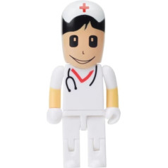 64 GB USB zibatmiņas disks Cartoon Nurse Model USB 2.0 Memory Stick ārējai datu glabāšanai — balts