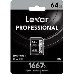 Lexar LESDMI 64GB 1000 Micro SDXC Class 10 UHS-II U3 microSDXC atmiņas karte