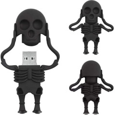 BorlterClamp USB zibatmiņas disks 64 GB karikatūra Skeleton Memory Stick Funny Memory Stick zibatmiņas disks (melns)